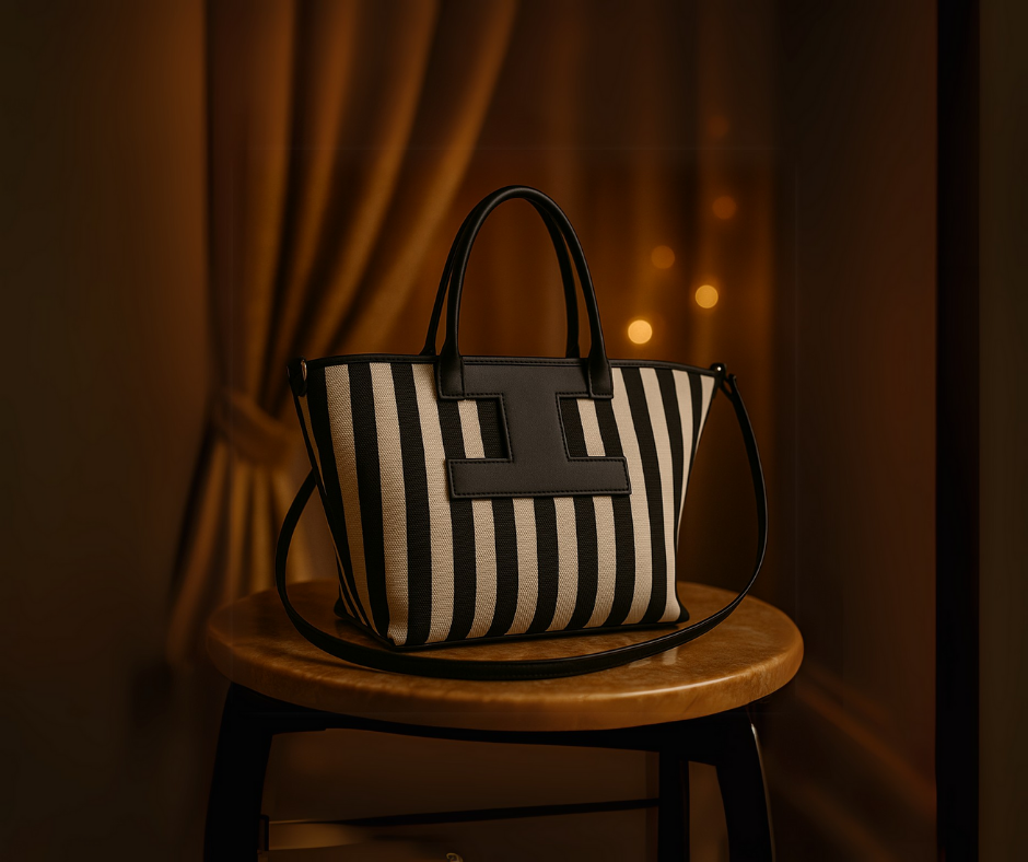 Iconic Contrast: Designer PU Leather Satchel for Sophisticated Travel