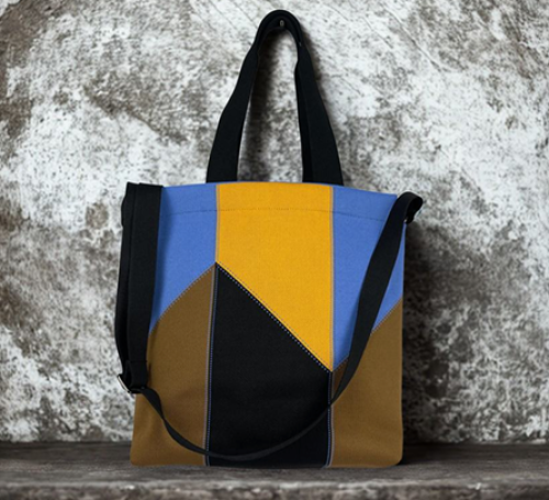 Sustainable Fashion Woven Tote Multi Color with  Shoulder Strap